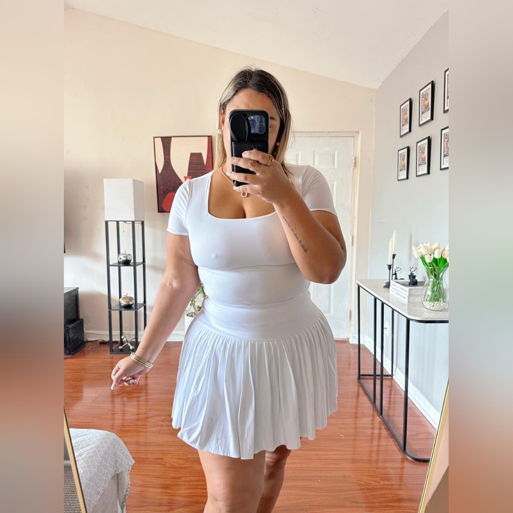 Pleated tennis skirt with shorts, women's high-waisted seamless skirt, athletic